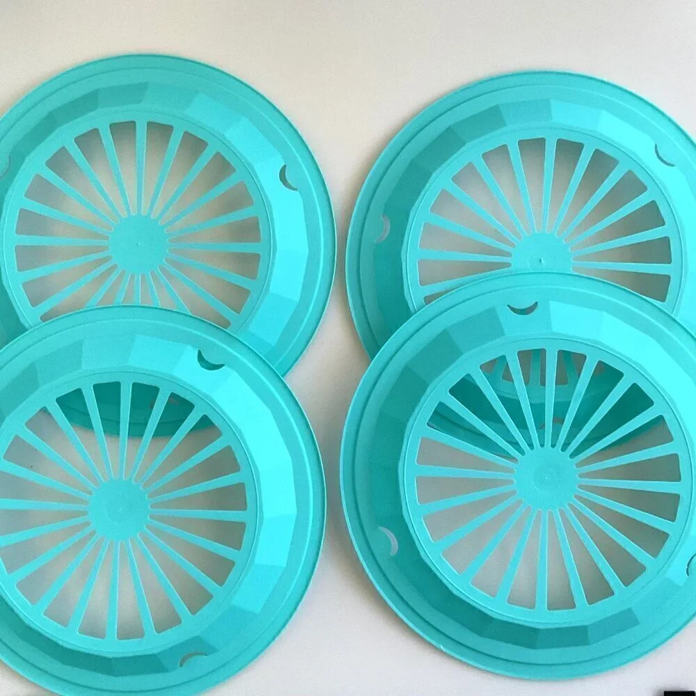 TURQUOISE REUASBLE PLATE HOLDERS PLASTIC SET 4
